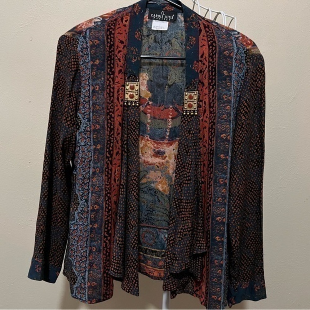 Carole Little Lightweight Watercolor Short Kimono Style Jacket. Size 2. EUC.
